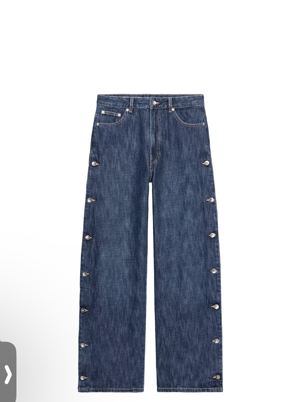 Zara Dark Blue Wide-Leg Snap-Detail Jeans